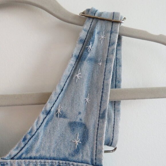 VINTAGE LIBERTY Cargo Carpenter Denim Overalls Acid Wash Hand Embroidered Work - Picture 14 of 16